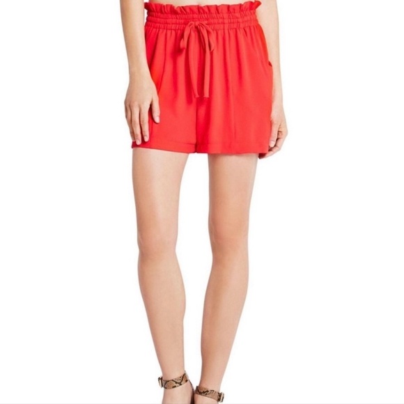 BCBGeneration Bright Coral Elastic Waistband High Waist Shorts Size Medium - Picture 16 of 16